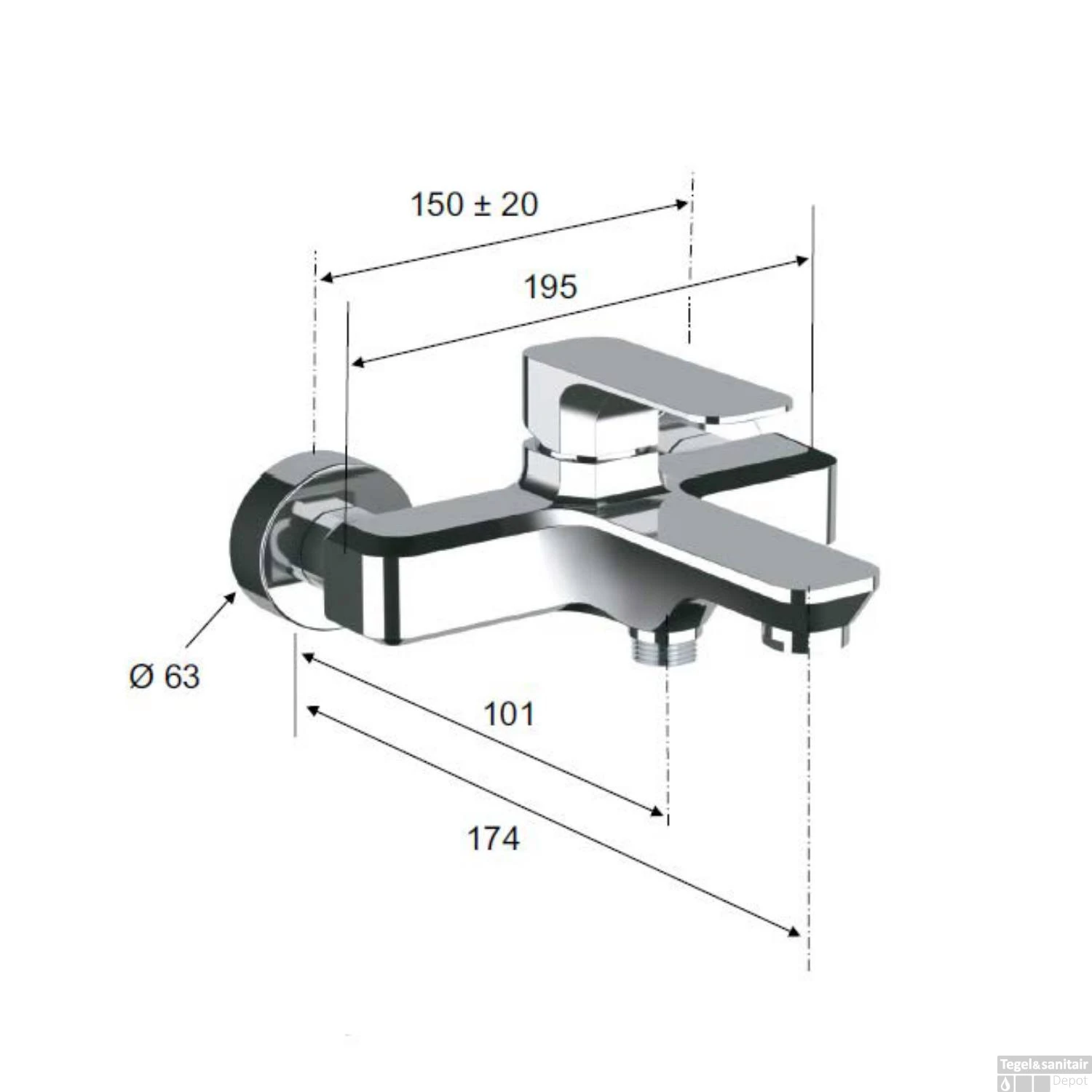 Opbouw Badkraan Sapho Spy Mengkraan 1-hendel 19.5 Cm Mat Wit - Afbeelding 4