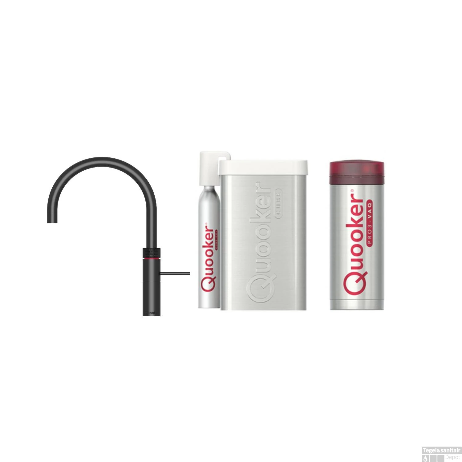 Quooker Cube Fusion Round Mat Zwart Met Pro3-VAQ Boiler