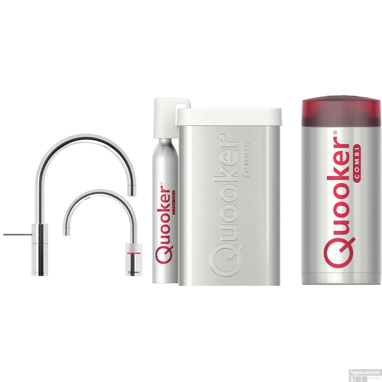 Quooker Cube Nordic Round Twintaps Chroom Met Combi Boiler