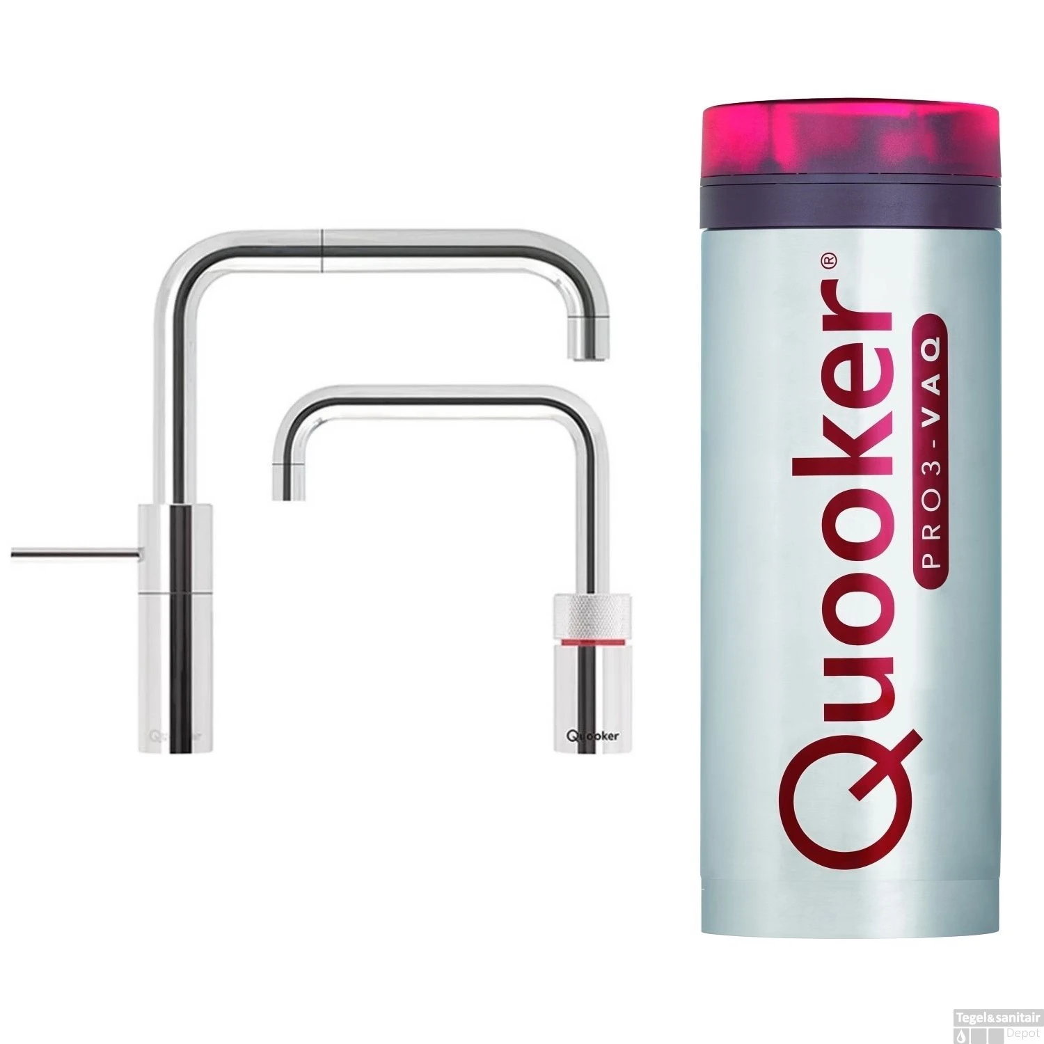 Quooker Nordic Square Twintaps Met PRO3 VAQ-E Boiler Chroom