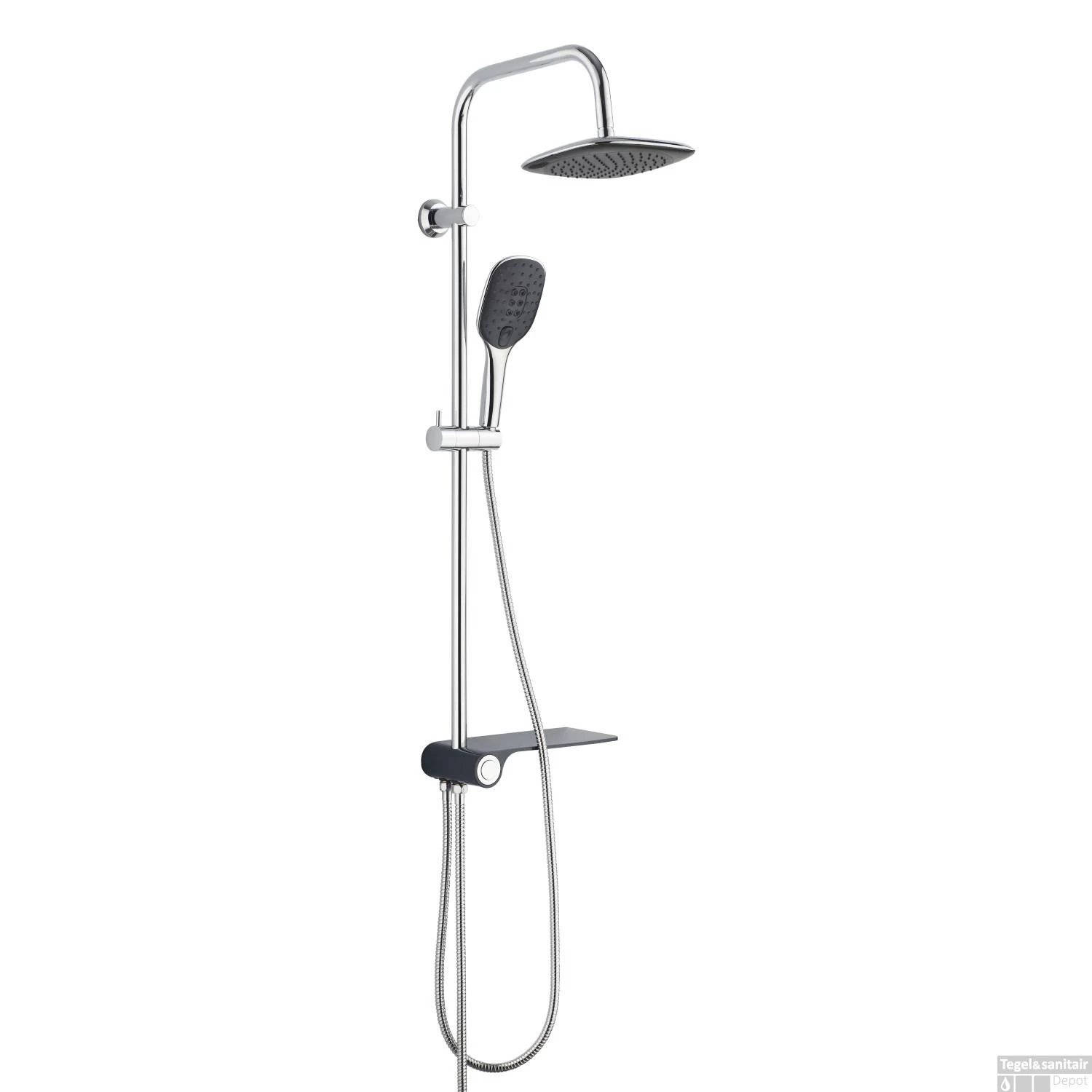 Regendouche Opbouwset Schutte Aquastar 3 Functies Met Planchet Chroom Antraciet