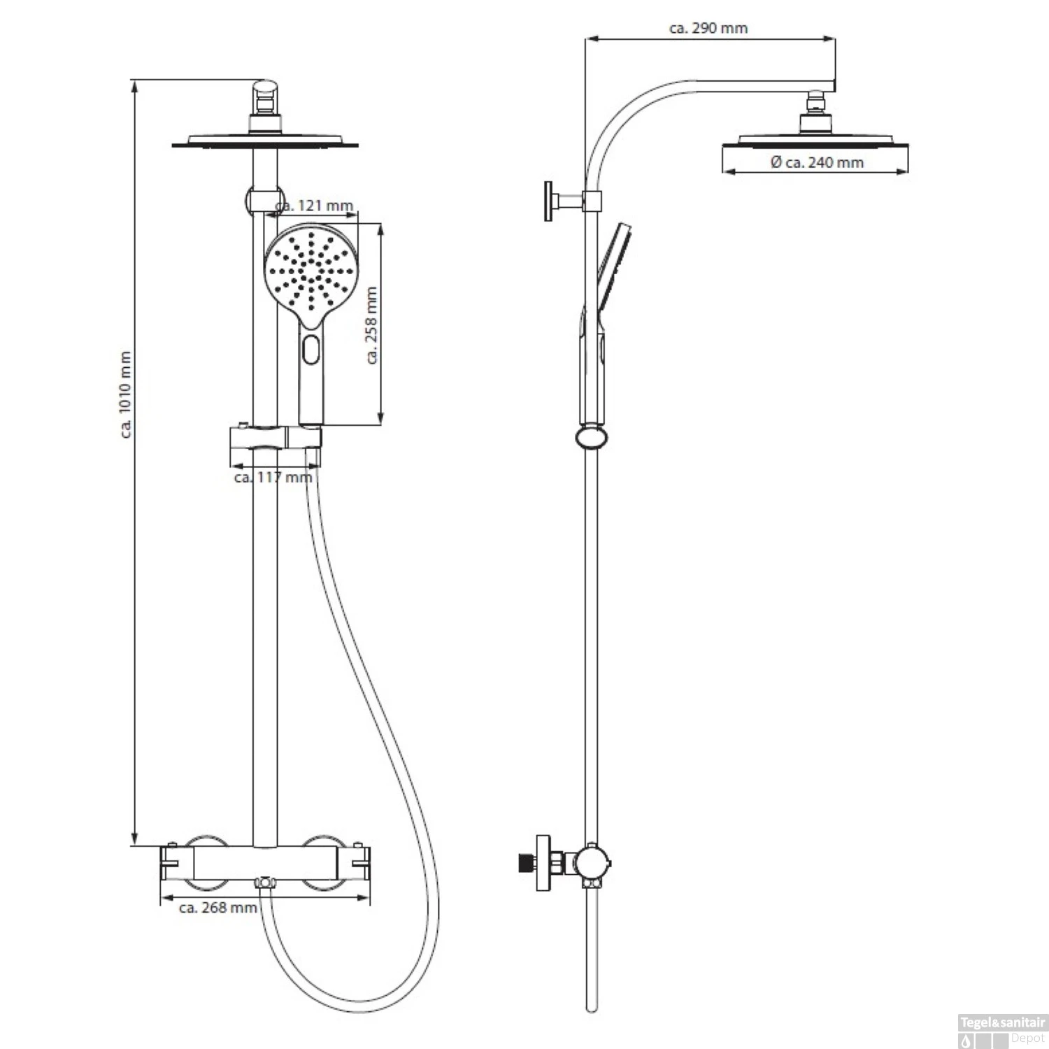 Regendouche Schutte Madura Fresh Hoofddouche Set Opbouw Met Thermostatische Mengkraan Zwart - Afbeelding 4