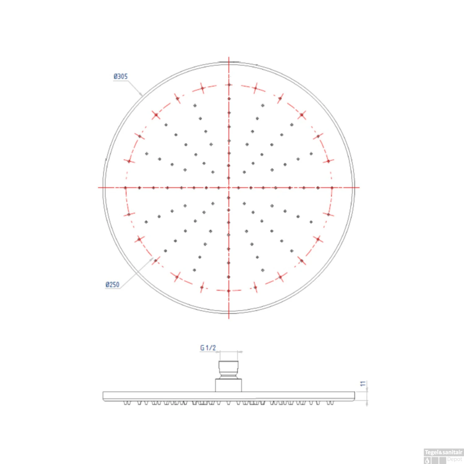 Regendouchekop Salenzi Marble 30cm Black Marble OP=OP 3 Regendouchekop Salenzi Marble 30cm Black Marble OP=OP - Afbeelding 3