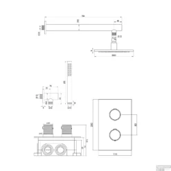 Regendoucheset Inbouw Brauer Brushed Carving Thermostatisch 20cm Met 3-Weg Omstelling, Wandarm En Staaf Handdouche Geborsteld RVS -Baden Luxe Verkoop regendoucheset inbouw brauer brushed carving thermostatisch 20cm met 3 weg omstelling tec