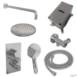 Regendoucheset Inbouw Brauer Chrome Carving Thermostatisch 20cm Met 3-Weg Omstelling, Gebogen Wandarm En 3-Standen Handdouche Chroom -Baden Luxe Verkoop regendoucheset inbouw brauer chrome carving thermostatisch 20cm met 3 weg omstelling gebogen wandarm en 3 standen shop