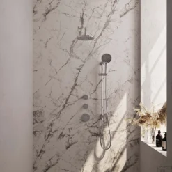 Regendoucheset Inbouw Brauer Chrome Edition Thermostatisch 20cm Met Gebogen Wandarm, Glijstang En Handdouche 3-Standen Losse Stopkranen Chroom