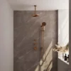 Regendoucheset Inbouw Brauer Copper Carving Thermostatisch 20cm Met Plafondarm, Glijstang En Handdouche 3-Standen Losse Stopkranen Geborsteld Koper