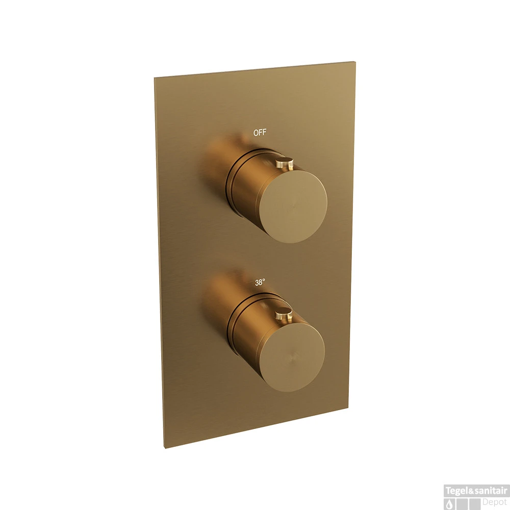 Regendoucheset Inbouw Brauer Gold Edition Thermostatisch 20cm Met 3-Weg Omstelling, Gebogen Wandarm, Glijstang En Handdouche 3-Standen Geborsteld Goud - Afbeelding 5