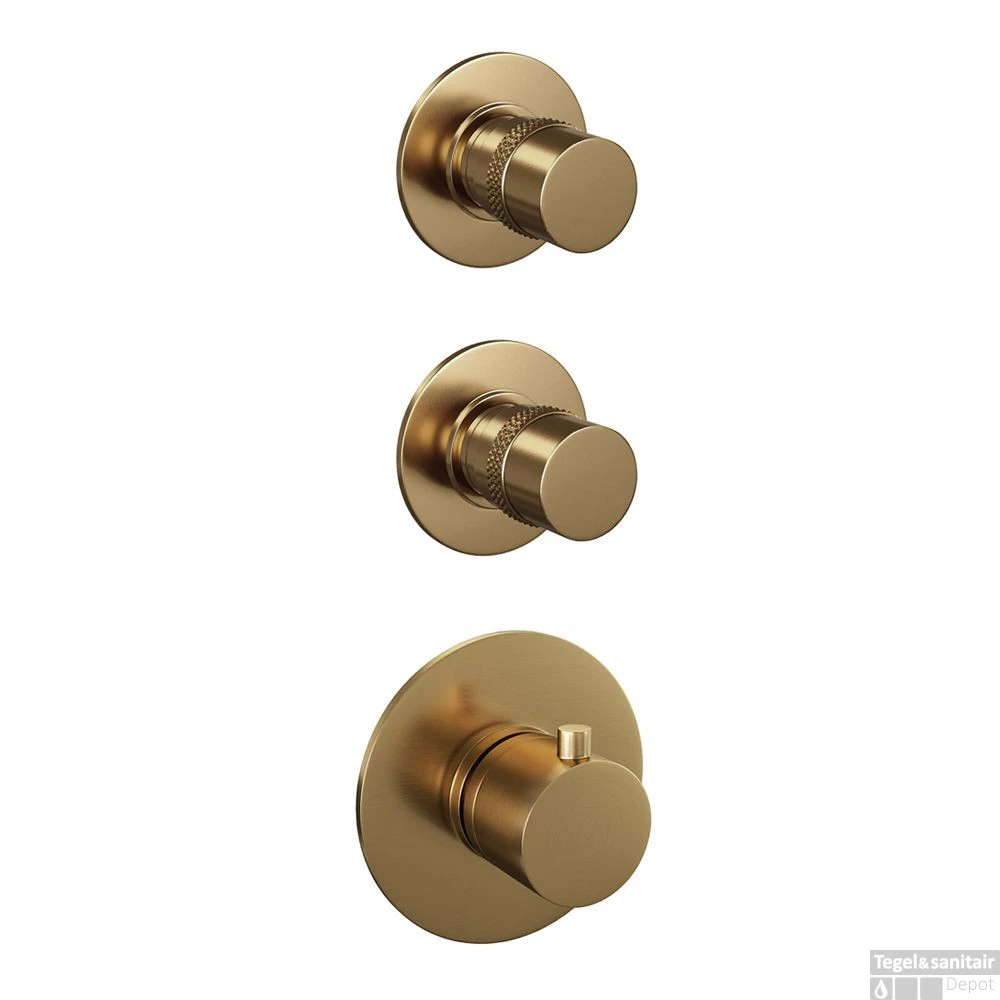 Regendoucheset Inbouw Brauer Gold Edition Thermostatisch 30cm Met Wandarm, Glijstang En Handdouche Staaf Losse Stopkranen Geborsteld Goud - Afbeelding 3