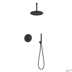 Regendoucheset Inbouw Salenzi Giro R Plafond Uitloop Gepoedercoat Messing Mat Zwart 30 Cm