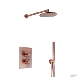 Regendoucheset Inbouw Salenzi Giro S Muur Uitloop Gegalvaniseerd Geborsteld Koper 20 Cm