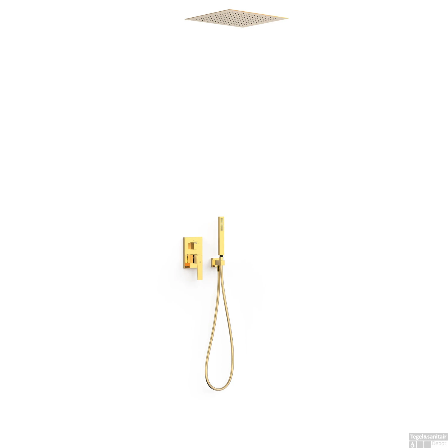 Regendoucheset Inbouw Tres Slim Exclusive Met Plafonddouche En Handdoucheset Met Staafhanddouche Goud