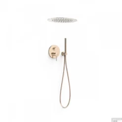 Regendoucheset Inbouw Tres Study Exclusive Rond 38 Cm Met Plafonddouche En Handdoucheset Met Staafhanddouche Rapid Box Rosé Goud