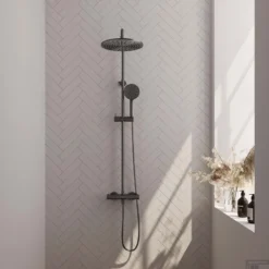 Regendoucheset Opbouw Brauer Gunmetal Edition 30 Cm Thermostatisch Met Handdouche 3-Standen Geborsteld Gunmetal