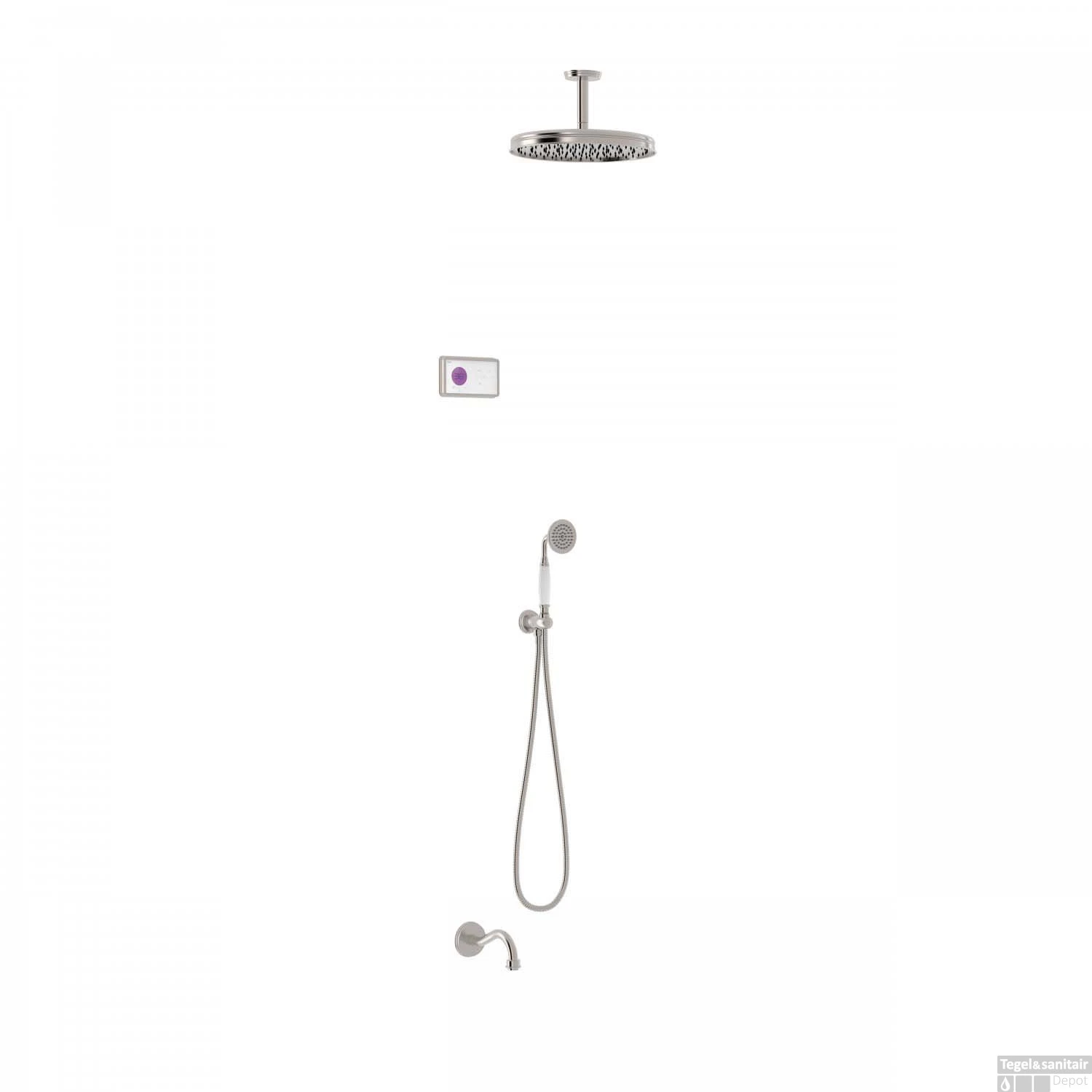 Regendoucheset Tres Clasic Inbouw Plafondarm Elektronische Thermostaat Incl. Handddouche 3-weg RVS