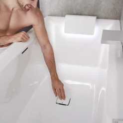 Ligbad Riho Still Square Met LED En Hoofdsteun 170x75 Cm Acryl Wit (Links) -Baden Luxe Verkoop riho still detailfoto badafvoer 1 2