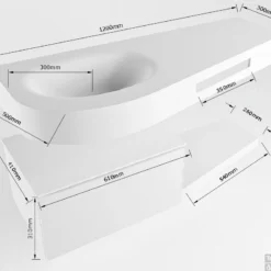 MONDIAZ RIVA 120cm Badmeubel Onderkast / Planchet Kleur Linen Met 1 Lade. Wastafel DULCET Links 1 Kraangat Kleur Army. -Baden Luxe Verkoop riva 120cm left 13188763193842 1
