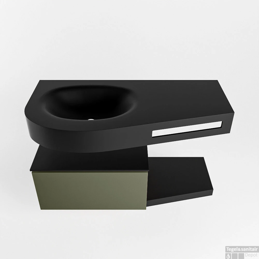 MONDIAZ RIVA 100cm Badmeubel Onderkast / Planchet Kleur Army Met 1 Lade. Wastafel DULCET Links 0 Kraangaten Kleur Urban. 5 MONDIAZ RIVA 100cm Badmeubel Onderkast / Planchet Kleur Army Met 1 Lade. Wastafel DULCET Links 0 Kraangaten Kleur Urban. - Afbeelding 5