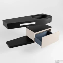 MONDIAZ RIVA 120cm Badmeubel Onderkast / Planchet Kleur Linen Met 1 Lade. Wastafel DULCET Rechts 0 Kraangaten Kleur Urban. -Baden Luxe Verkoop riva onderkast linen planchet dulcet urban google 5 0007