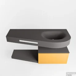 MONDIAZ RIVA 120cm Badmeubel Onderkast / Planchet Kleur Ocher Met 1 Lade. Wastafel DULCET Rechts 0 Kraangaten Kleur Dark_Grey. -Baden Luxe Verkoop riva onderkast ocher planchet dulcet dark grey google 3 0007