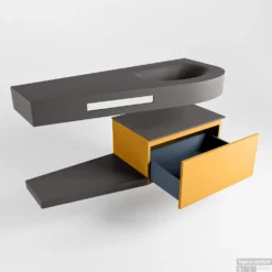 MONDIAZ RIVA 120cm Badmeubel Onderkast / Planchet Kleur Ocher Met 1 Lade. Wastafel DULCET Rechts 0 Kraangaten Kleur Dark_Grey. -Baden Luxe Verkoop riva onderkast ocher planchet dulcet dark grey google 5 0007