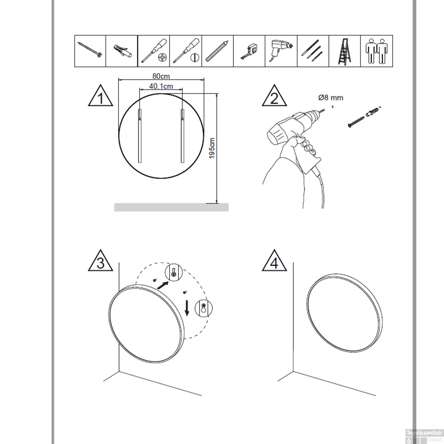 BWS Badkamerspiegel | Spark Kenar | Rond | 80cm | Geborsteld Goud - Afbeelding 3