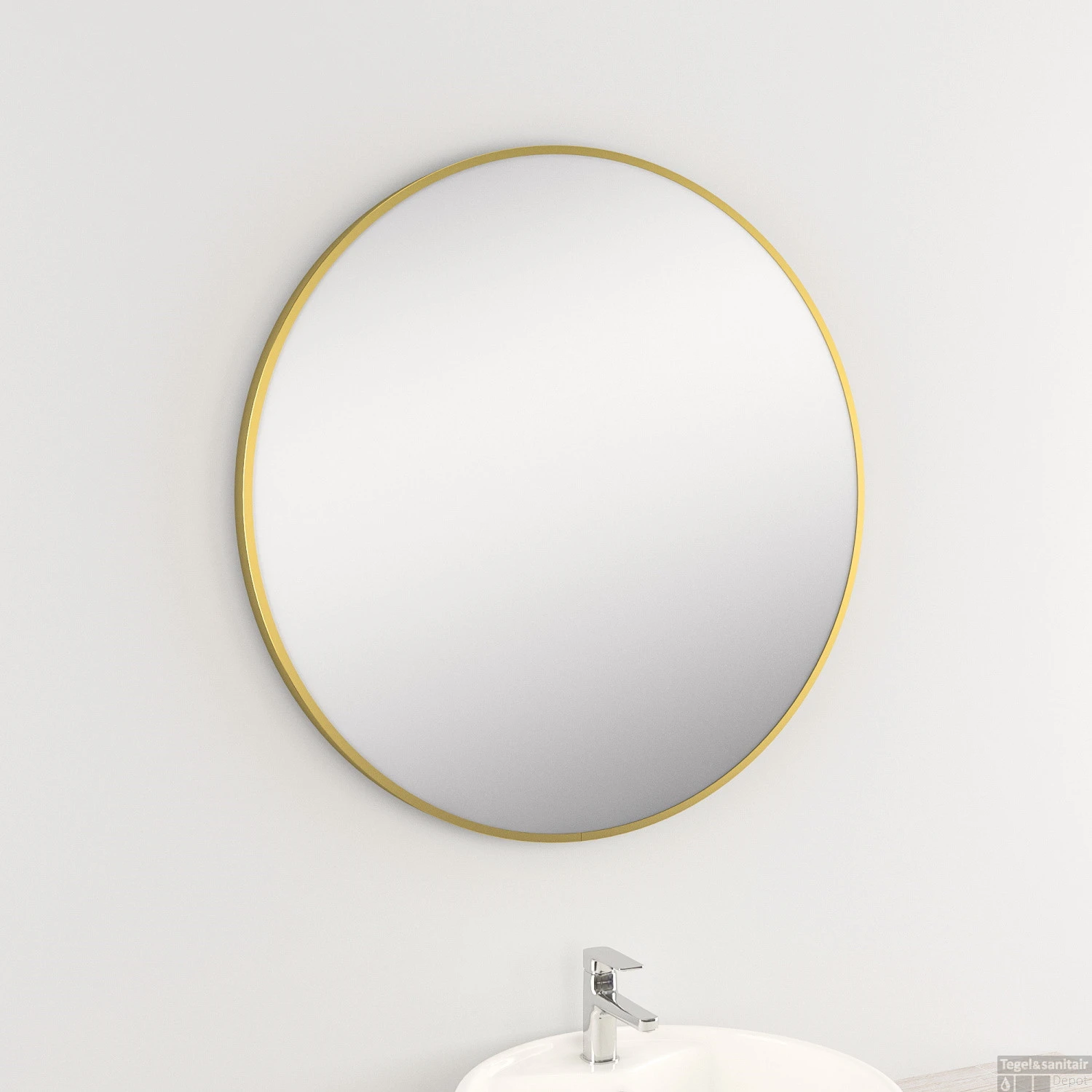BWS Badkamerspiegel | Spark Kenar | Rond | 80cm | Geborsteld Goud