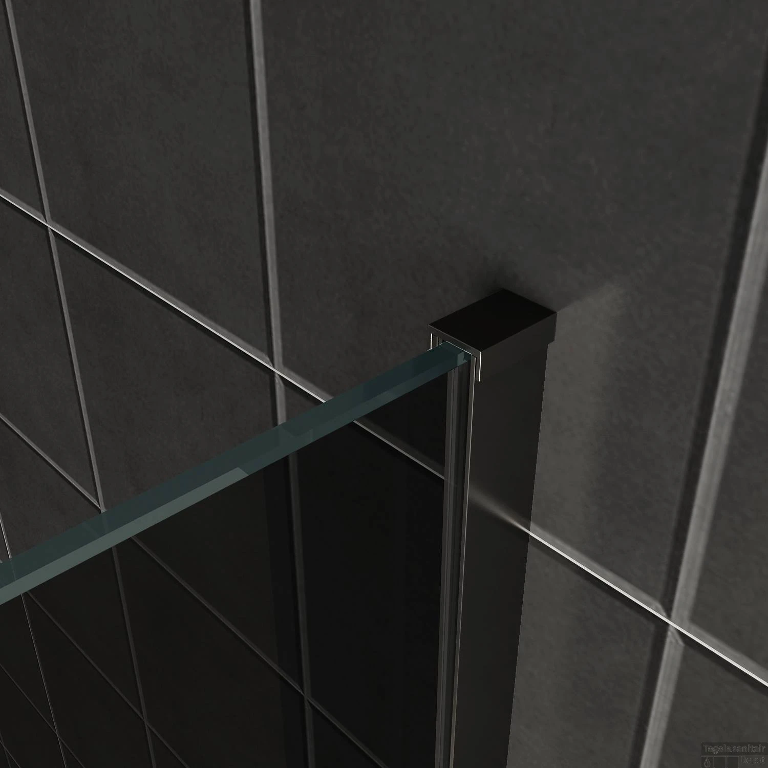 BWS Inloopdouche Pro Line Rookglas Met Middenband 110x200 8mm Nano Coating Mat Zwart Profiel En Stang 3 BWS Inloopdouche Pro Line Rookglas Met Middenband 110x200 8mm Nano Coating Mat Zwart Profiel En Stang - Afbeelding 3