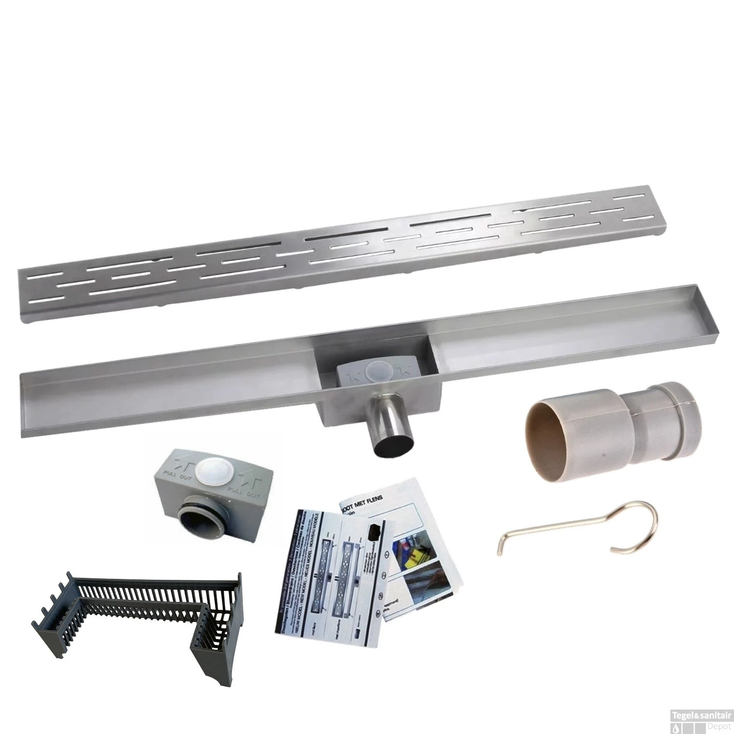 RVS Douchegoot BASIC Met Uitneembaar Sifon 90x7cm 6,7cm Diep STANDAARD ROOSTER 7 RVS Douchegoot BASIC Met Uitneembaar Sifon 90x7cm 6,7cm Diep STANDAARD ROOSTER - Afbeelding 7