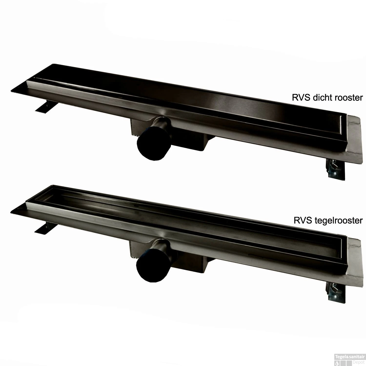 RVS Tegelrooster T.b.v. BWS Douchegoot 90x7 Cm Mat Zwart - Afbeelding 2