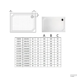 Douchebak Gegoten Marmer Sapho Sara 90x75x3.5 Cm Rechthoek Wit -Baden Luxe Verkoop sara t.t 1