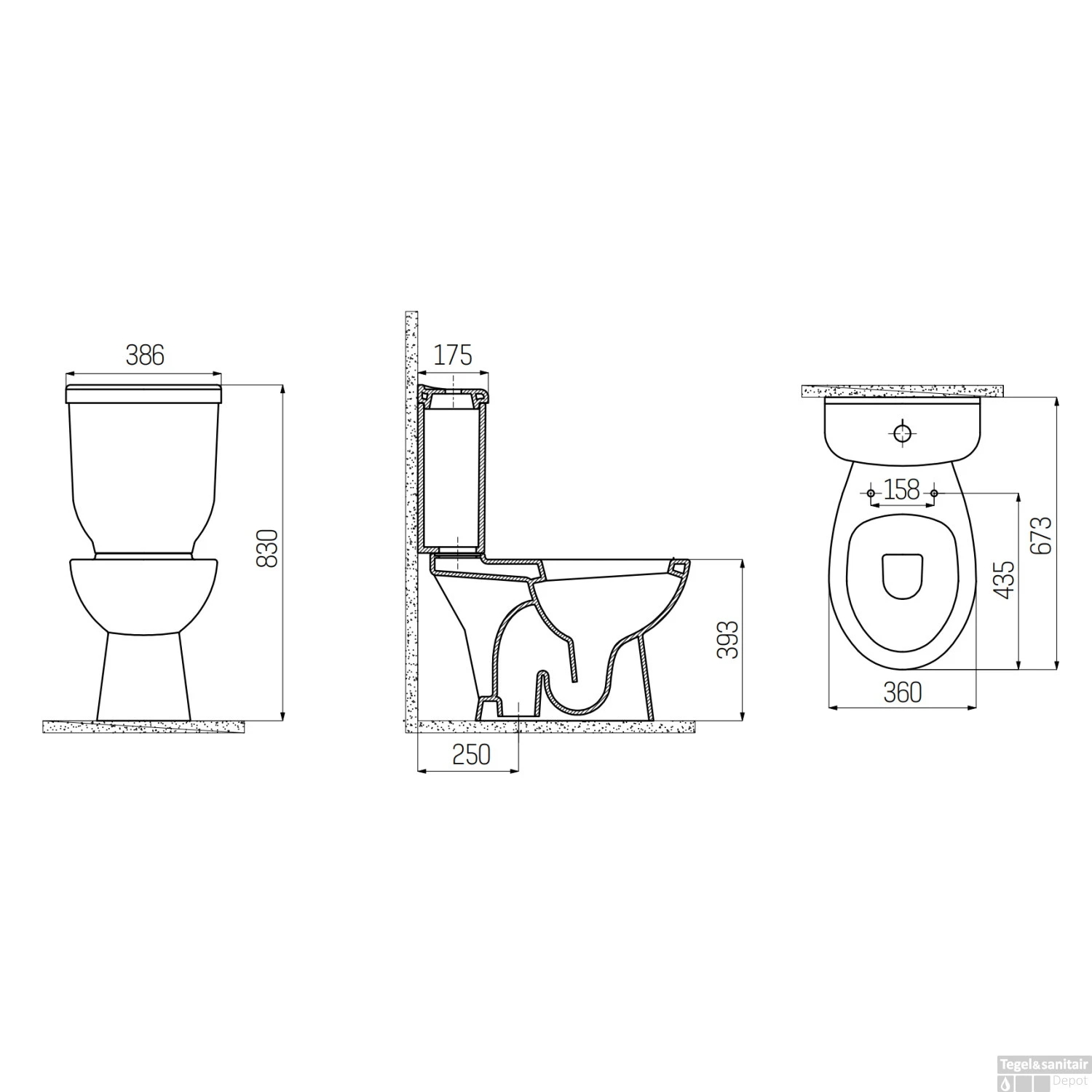 Toiletpot Staand Boss & Wessing Sedef Met Bidet Onder Aansluiting Wit 2 Toiletpot Staand Boss & Wessing Sedef Met Bidet Onder Aansluiting Wit - Afbeelding 2