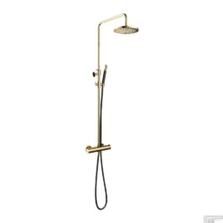 Doucheset Hotbath Cobber Met Ronde Handdouche En 30 Cm Hoofddouche Gepolijst Messing