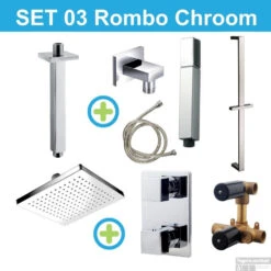 Wiesbaden Inbouw Regendouche Set 03 Rombo Chroom