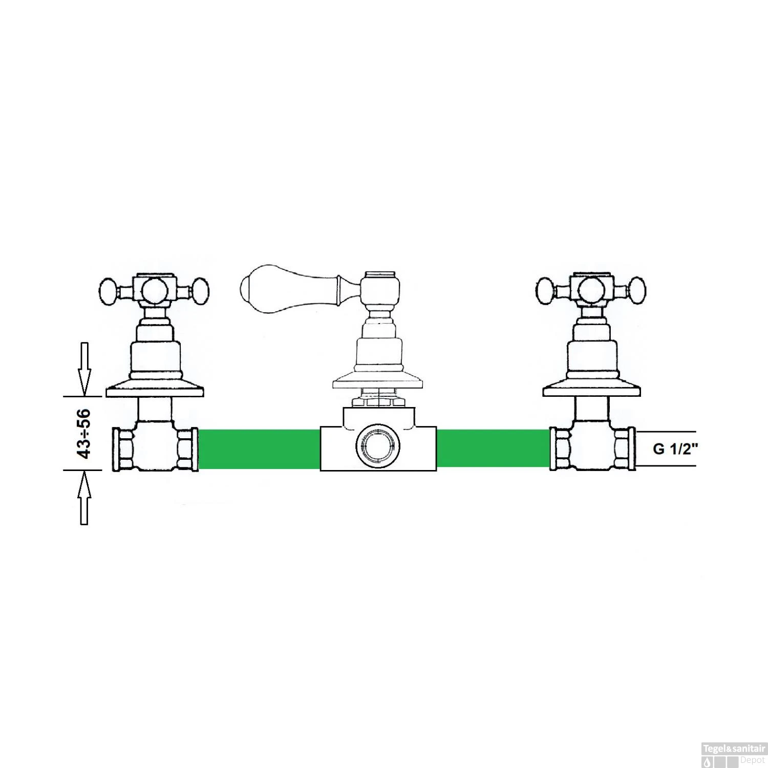 Douchekraan Inbouw Sapho Antea Mengkraan Afbouwdeel 2-weg Goud 5 Douchekraan Inbouw Sapho Antea Mengkraan Afbouwdeel 2-weg Goud - Afbeelding 5