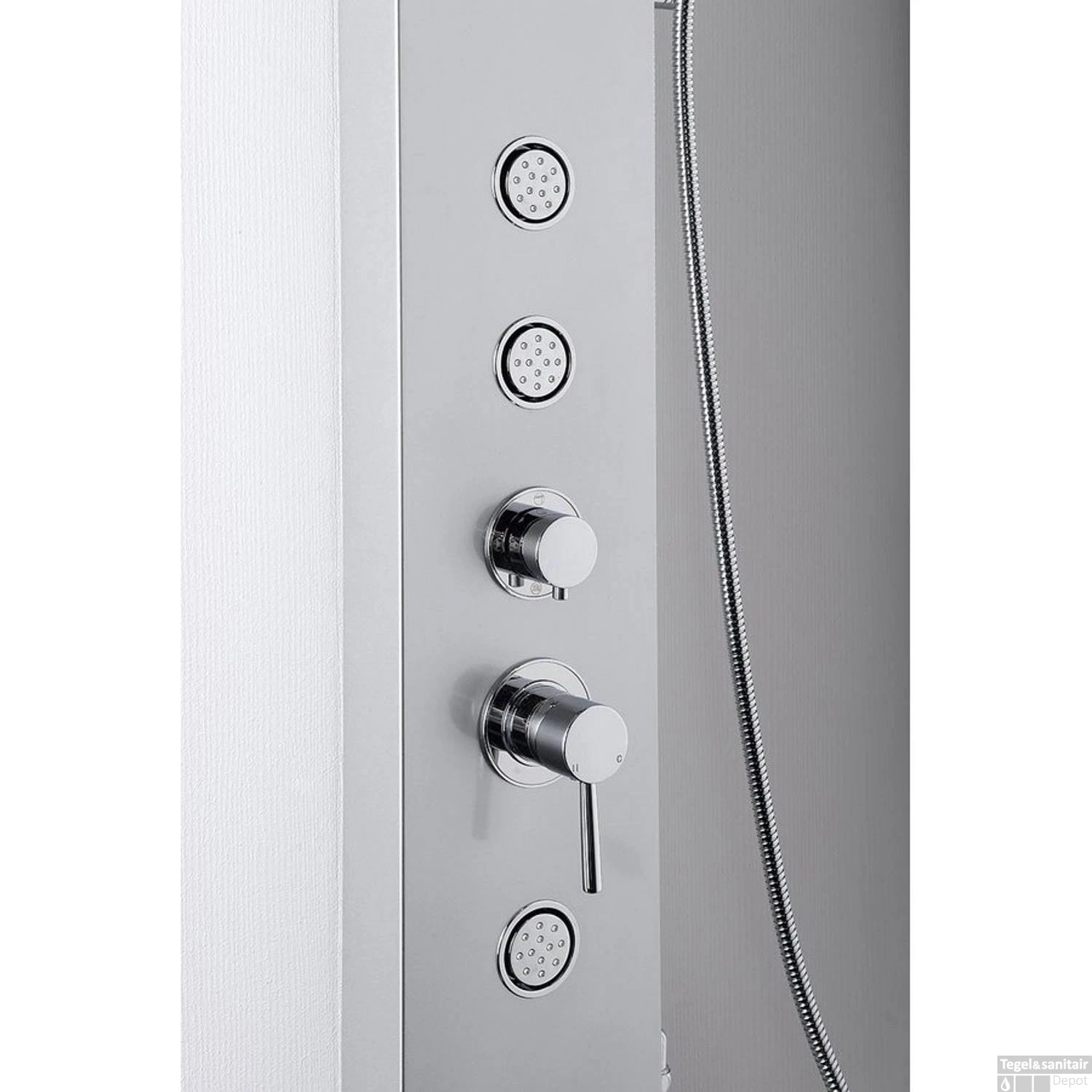 Douchepaneel Sapho Tusa 140 Cm Met Mengkraan Aluminium 4 Douchepaneel Sapho Tusa 140 Cm Met Mengkraan Aluminium - Afbeelding 4