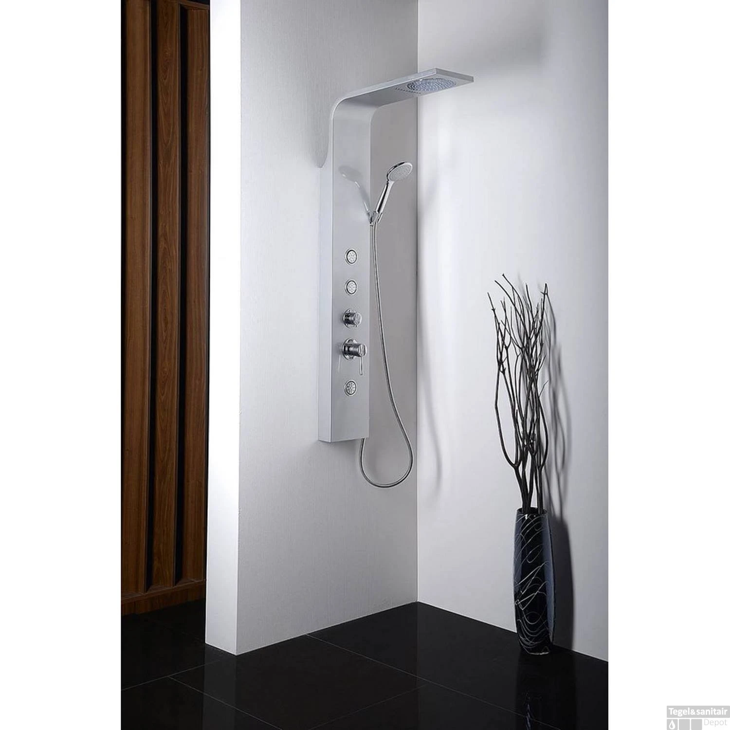 Douchepaneel Sapho Tusa 140 Cm Met Mengkraan Aluminium 2 Douchepaneel Sapho Tusa 140 Cm Met Mengkraan Aluminium - Afbeelding 2