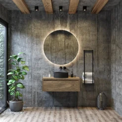 Spiegel Boss & Wessing Star Rond Met LED 100 Cm Mat Zwart -Baden Luxe Verkoop spiegel boss wessing star rond met led 100 cm mat zwart sfeer2