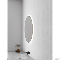 Ronde Spiegel Wiesbaden Novi Met LED, Dimbaar 100 Cm Geborsteld Messing -Baden Luxe Verkoop spiegel novi messing sfeer 1