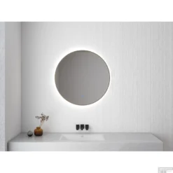 Ronde Spiegel Wiesbaden Novi Met LED, Dimbaar 80 Cm Geborsteld Messing -Baden Luxe Verkoop spiegel novi messing sfeer 2 1