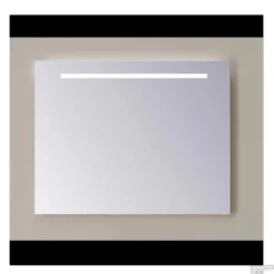 Spiegel Sanicare Q-Mirrors 90x60 Cm PP-Geslepen Vierkant Met Aan De Bovenkant Gezandstraalde Strook LED Cold White En Afstandsbediening Incl. Ophangmateriaal