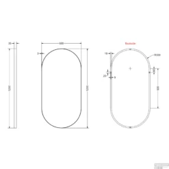 Baden Luxe Verkoop -Baden Luxe Verkoop spiegel sp20 ovaal in stalen kader 60 cm x 4 cm x 120 cm mat wit tech