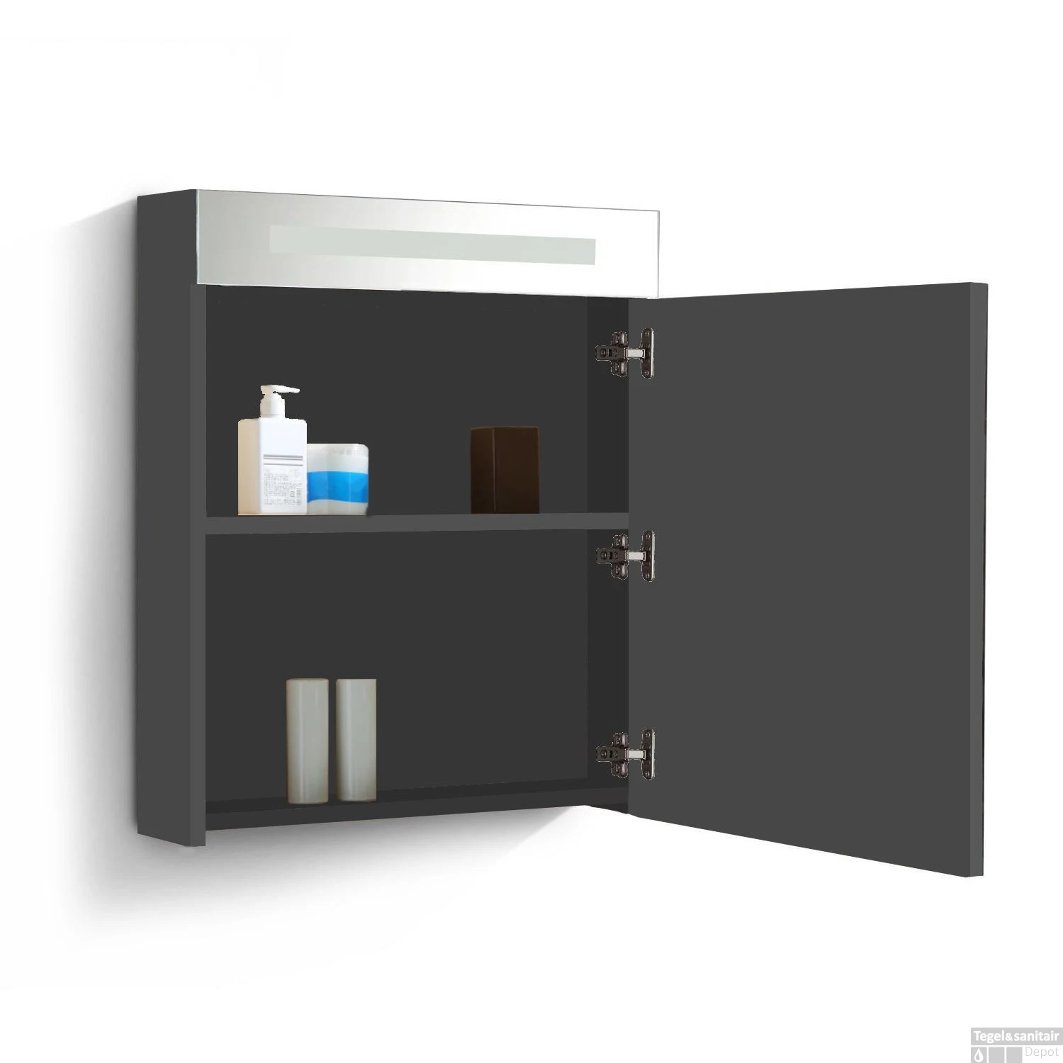 Spiegelkast Met Verlichting & Wcd 60 Cm Zwart Wenge 2 Spiegelkast Met Verlichting & Wcd 60 Cm Zwart Wenge - Afbeelding 2