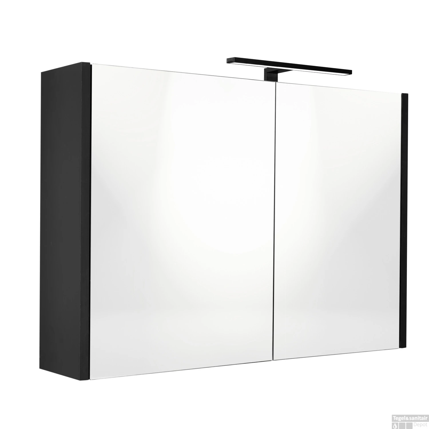 Spiegelkast Best Design Happy Black Incl. LED Verlichting 100x60 Cm Mat Zwart