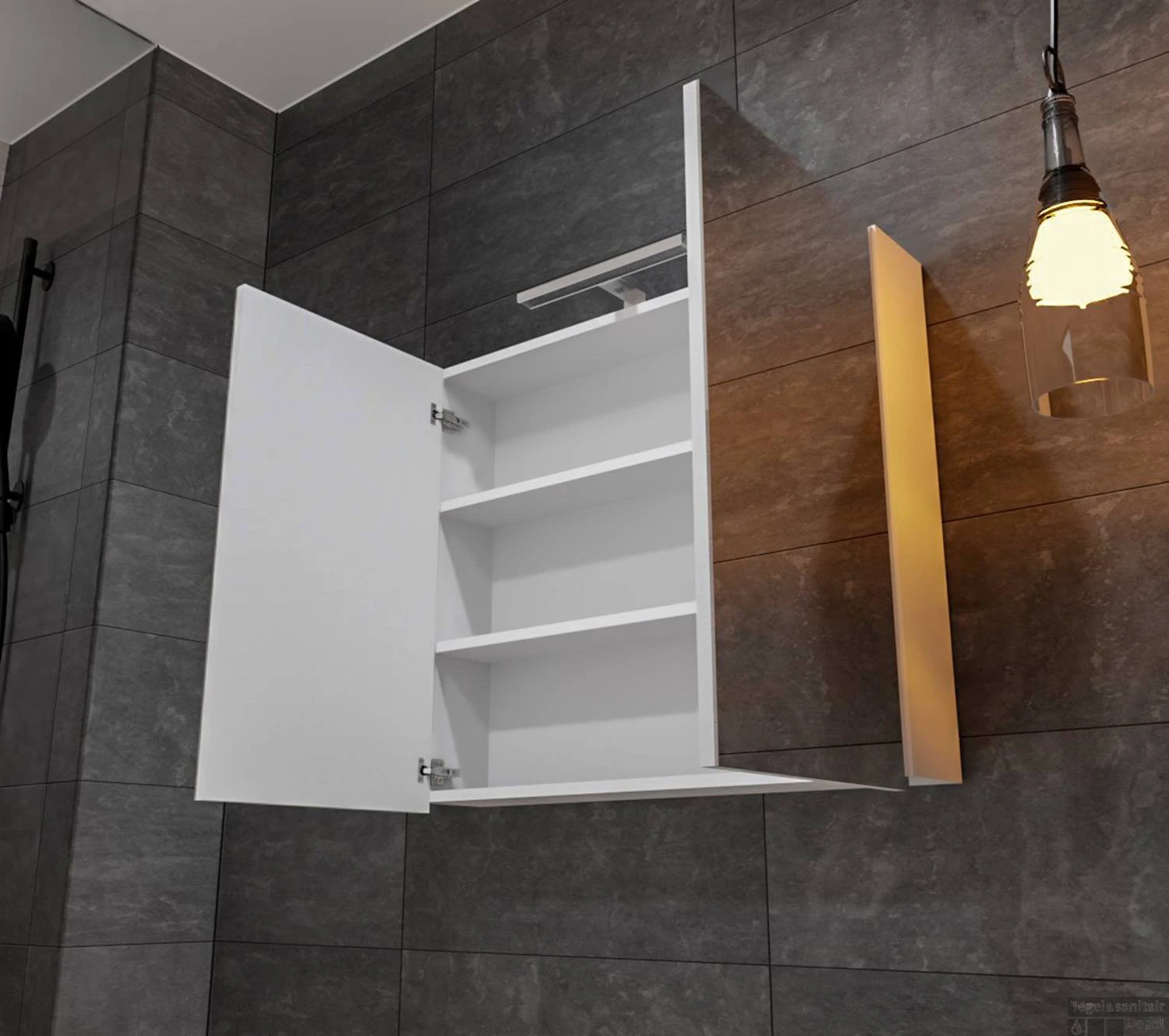 Spiegelkast Boss & Wessing Cube 80x70x16 Cm 2 Deuren Mat Wit - Afbeelding 5