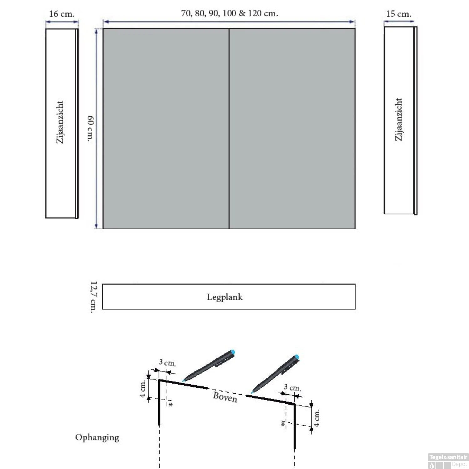 Spiegelkast Sanicare Qlassics 100 Cm 2 Deuren Hoogglans Wit 8 Spiegelkast Sanicare Qlassics 100 Cm 2 Deuren Hoogglans Wit - Afbeelding 8