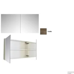 Spiegelkast Sanicare Qlassics 120 Cm 2 Deuren Truffel-Eiken -Baden Luxe Verkoop spiegelkast sanicare qlassics 120 cm 2 deuren truffel eiken detail1