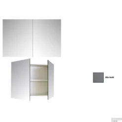 Spiegelkast Sanicare Qlassics 80 Cm 2 Deuren Alu-Look -Baden Luxe Verkoop spiegelkast sanicare qlassics 80 cm 2 deuren alu look detail