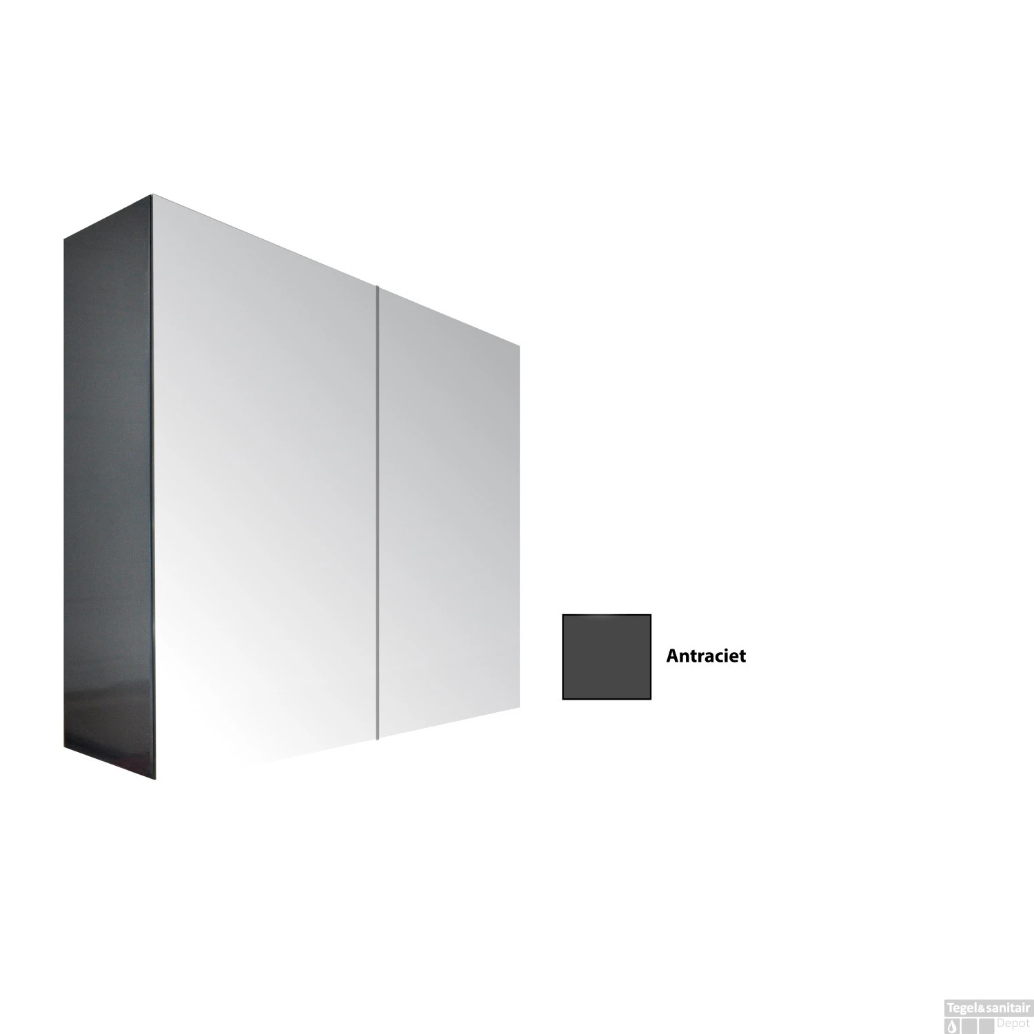 Spiegelkast Sanicare Qlassics 80 Cm 2 Deuren Antraciet 3 Spiegelkast Sanicare Qlassics 80 Cm 2 Deuren Antraciet - Afbeelding 3