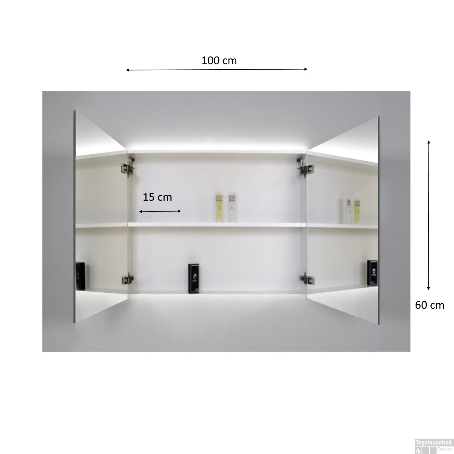 Spiegelkast Sanicare Qlassics Ambiance 100 Cm 2 Deuren Grey-Wood - Afbeelding 8